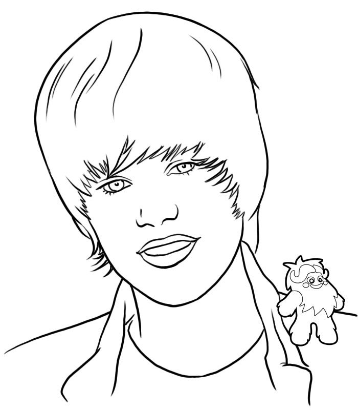 coloriage justin bieber et sa coupe de cheveu